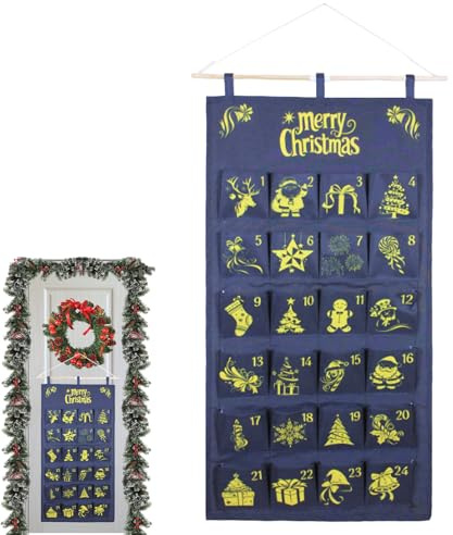 2025 Julfickskalender för adventskalender - fyllbar vägghängande dekoration | julnedräkning förvaringsväska kalender för semesterfest, barn, godis, choklad, små föremål, smycken, heminredning
