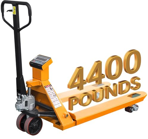 UNISOAR Scale Pallet Jack 4400Lbs Capacity, 45 x 27 Forks, Lb/Kg Switchable Electronic Scale Hydraulic Hand Pallet Truck, for Warehouse, Supermarket, Logistics Center