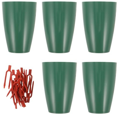 NIYANGLE Vasi da Piantagione con Drenaggio per Fragole 5 Pezzi in Plastica con Forche per Piantare e Supporto Stoloni, Contenitori Piccoli per Frutta e Verdura, Fioriere per Interni