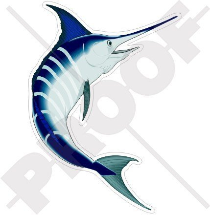 BLAU MARLIN Fisch SCHWERTFISCH 194mm Auto & Motorrad Aufkleber, Vinyl Sticker