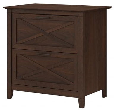 Bush Home Key West 2 Drawer Lateral File Cabinet in Bing Cherry, Document Storage for Home Office, Accent Chest with Drawers