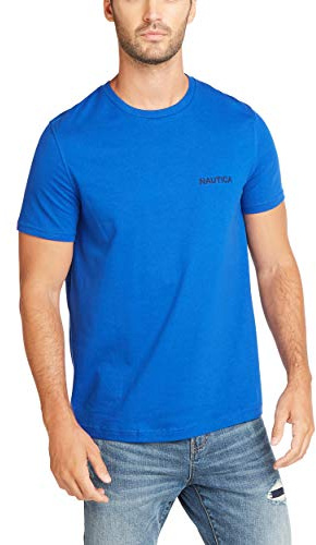 Nautica Men's Short Sleeve Crew Neck T-Shirt, Bright Cobalt Solid, XL