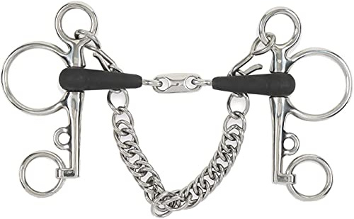 Shires Equikind Plus Pelham Peanut Link Bit 4 1/2 inch Silver Black