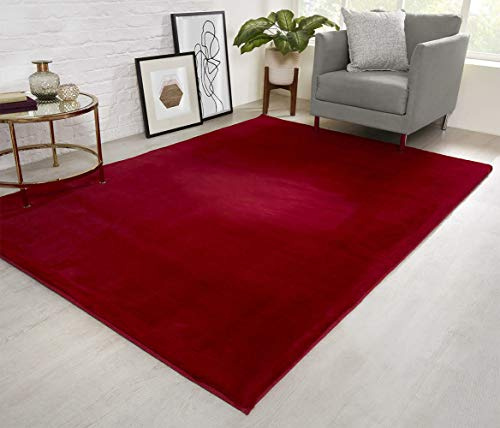 viceroy bedding NATURAL FAUX RABBIT FUR Rug Ultra Soft Plush Extra Large Animal Rugs Living Room Wool Shaggy Fluffy 26mm Thick Pile Height Modern Area Rugs - (Red, 200cm x 290cm (6.6ft x 9.5ft))