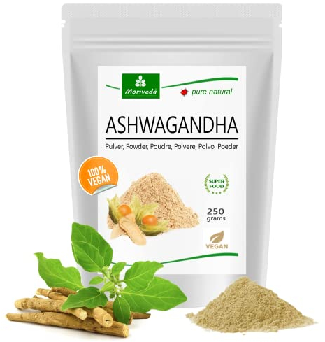 Ashwagandha Pulver - 100% Wurzelpulver - Ashwagandha fein gemahlen -hochwertige indische Schlafbeere - vegan und glutenfrei - Superfood - von MoriVeda - 250g