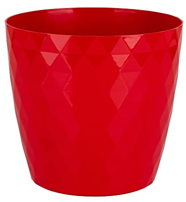 Home Garden Ornaments Large Plant Pots Indoor, Indoor Plant Pot - Decorative Plastic Flower Pots with Glossy Crystal Surface (Diameter: 20cm, Colour: Red)