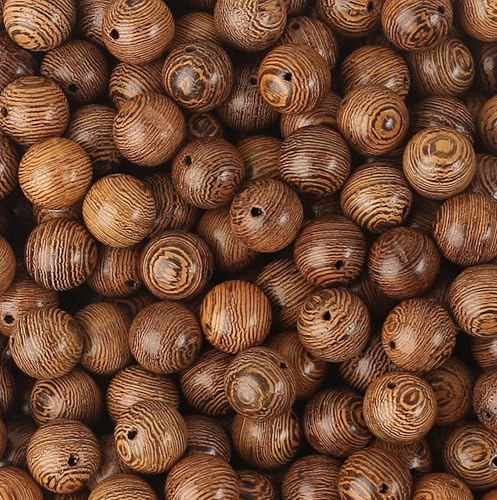 Dahi Lot de 150 Perles Rondes en Bois 12mm - Perle en Bois Naturel - pour la Fabrication de Bijoux DIY