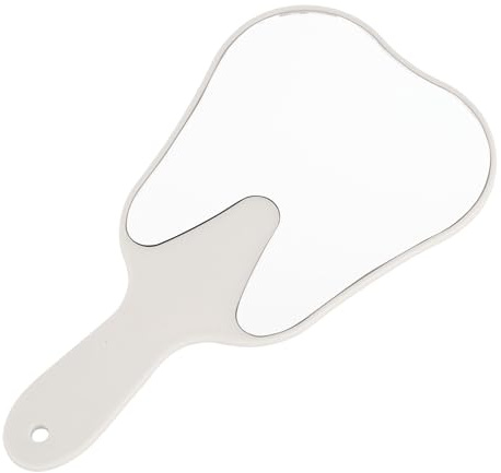 Annhua Handheld Mirrors with Handle Small Face Mirror, Tooth Shaped Hand Mirror Makeup, Used for Dentist Office, Clinic, Bathroom, Barber and Salon - White