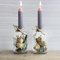comforder Portavelas de Cristal con Flores Secas. Set de 2 Candelabros para Centros Decorativos de Mesa, Velas Decorativas (Gris/Azul)