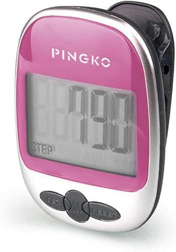 PINGKO Walking Pedometer Accurately Track Steps Portable Sport Pedometer Step/Distance/Calories/Counter Fitness Tracker, Calorie Counter-pink