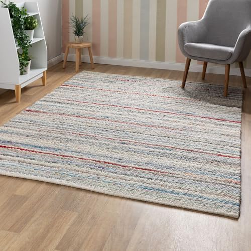 Steffensmeier Handwebteppich Barlo | Wolle (Schurwolle), Bunt, handgewebt, Größe: 70x130 cm Wohnzimmer und Schlafzimmer