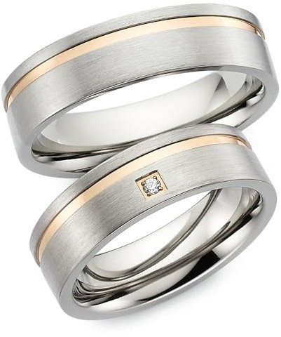 123traumringe Eheringe in Titan & Roségold I Partnerringe mit Zirkonia & Etui I Gravierbare Eheringe mit Ringgröße 50-72 mm I Edle Verlobungsringe in 7 mm Breite & 1,9 mm Stärke I S59