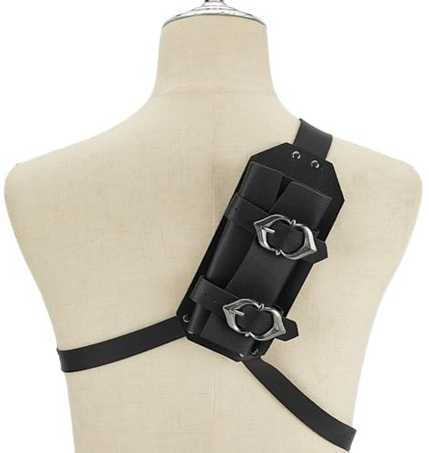 HOBBIESAY Funda protectora de piel sintética para espada de 136 cm de largo, con espalda de espada, rana, vintage, ajustable, para disfraz de guerrero, color negro, para disfraz medieval, accesorios