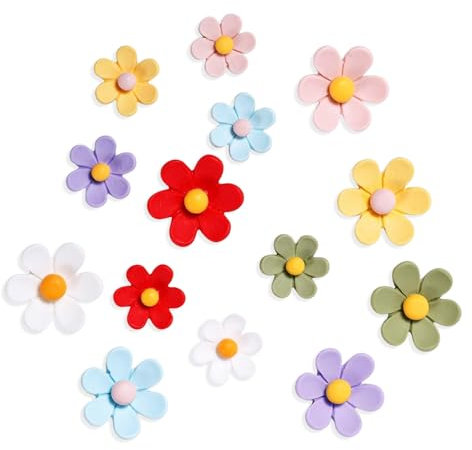 14pcs Cute Flower Fridge Magnets, 2 Sizes 3D Colorful Daisy Refrigerator Magnets Floral Magnetic Decorative Magnets for Whiteboard Locker Car Kitchen Office Decorations(7 Big, 7 Small)