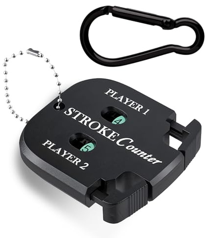 Mirrwin Golf Ergebnis Zähler, Golf Zähler für 2 Players Ergebnis Indikator mit Schlüsselkette und Karabiner Punktezähler Handzähler Spieler Schlagzähler für Golf Torwart, Schwarz