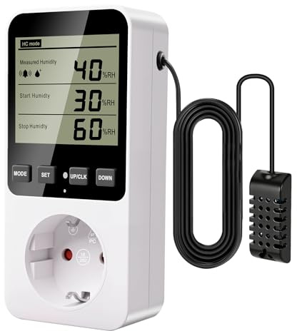 Gbformat Termostato Igrostato da 230V,Digitale Termostato Regolatore Temperatura e Umidità LCD Multifunzione con Timer e Sonda per Serra/Acquario/Riscaldamento/Terrario/Acquario/Rettili/Incubatore