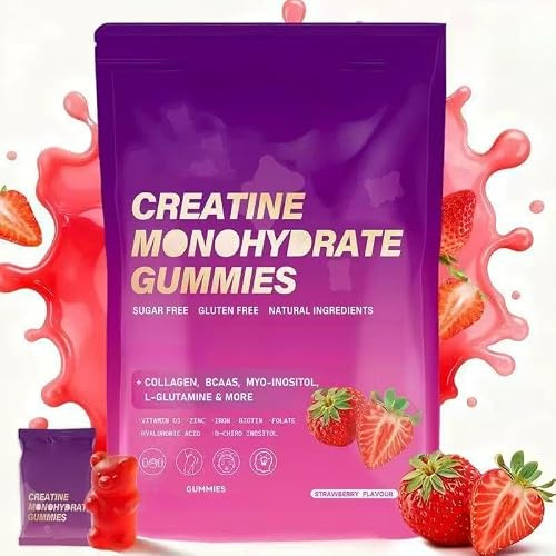 Creatine Monohydrate Gummies - Ökar glute & booty gain, stöder muskelåterhämtning, stöder immun och skärhälsa, menstruationsregelbundenhet