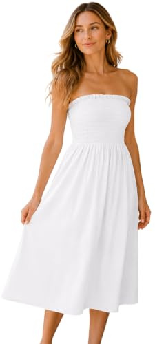 Hamishkane® Midi Bandeau-klänning samlad fransad byst damer sommarklänningar