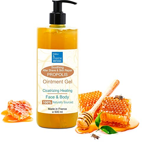 Baume de Soin du Pyrenees, Gel Cicatrisant, Pommade de Secours Propolis, Propriétés Antimicrobiennes, Accélère Cicatrisation, Antioxydant, Apaisant et Hydratant, Crevasses, Gel Acné 500 ml