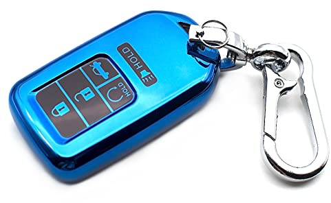 INFIPAR Fit for Honda Passport CR-V Accord Pilot Civic HR-V Insight TPU Key Fob Cover Case Shell Remote Glove Pouch Holder Protector Keyless Entry Sleeve Accessories, Blue