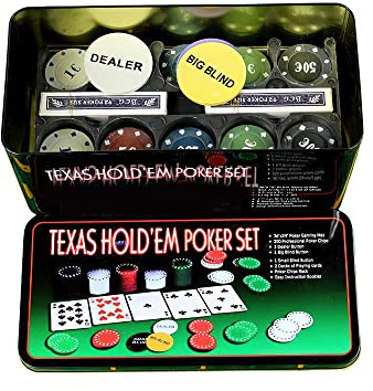 Lynkaye Poker Chip Set with Aluminum Storage Box, 200 Chips, 4 Colors, 2 Decks of Cards, Casino Style for Texas Holdem, Blackjack, Roulette, Ages 18+