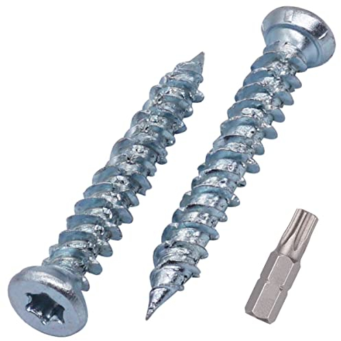 SKIR'CO (10 piezas) Tornillos de hormigón chapados en zinc de 7,5 x 52 mm, cabeza avellanada, tornillos de mampostería