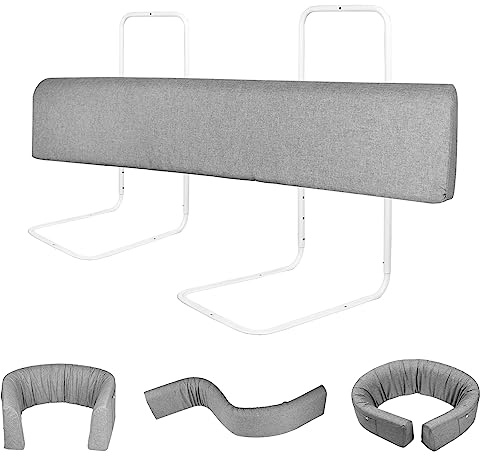 YRHome Griglia di protezione per letto, 100 cm, per bambini, regolabile in altezza, per fai da te, deformabile, a 5 fori, per lettino, ringhiera di sicurezza per bambini, in lino, grigio (1 pezzo)