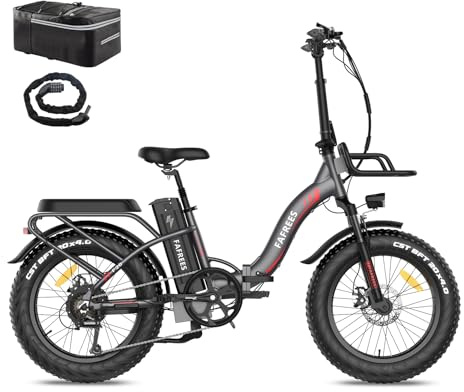 Fafrees F20 MAX Electric Bikes, 20 * 4.0inch Fatbike Fold Electric Bicycle, 48V 22.5Ah Battery Ebike, Range 80-140KM, Front Basket, Electric Mountain Bike for Adults, Grey