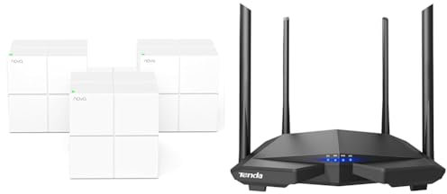 Tenda Nova MW6 Mesh Router Sistema WiFi de Red en Malla (Dual Band hasta 500 Metros, Mu-MIMO & AC6 Router Inalámbrico Inteligente de Doble Banda (AC1200, 4 Puertos Megabit, WiFi Inteligente