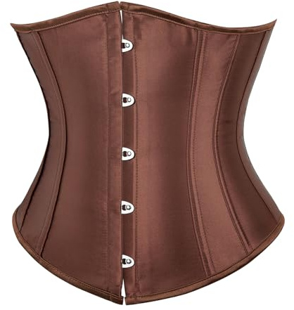 SZIVYSHI Corset Danna Under byst Korsett Midjetränare Kroppstränare Kroppsformare Kroppsformare Förstärkt med Skenor, Brun, XS