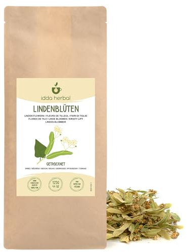 Té de Tilo 125g, Hojas Sueltas, Hojas de Tilo con Flores, Flores de Tilo Secas para Preparar Té de Tilo y Té de Hierbas