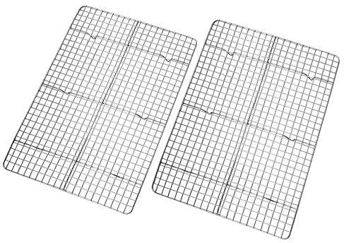 Griglia di raffreddamento per cucinare e cuocere, 43 cm x 30 cm, set di 2 griglie in acciaio inox, adatte al forno