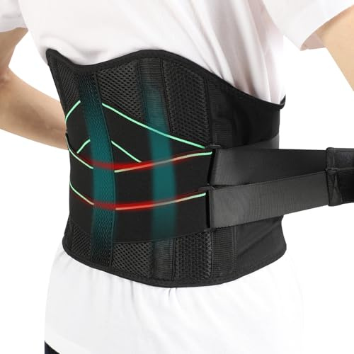 VINGVO Ceinture Lombaire, Ceinture de Soutien du Dos, Sangles de Soutien Réglables, Support Lombaire pour Hommeet Femme, Soulagement des Maux de Dos (S)