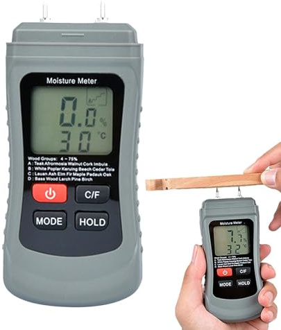 Damp Meter For Wood, Wood Moisture Meter, Multifunctional Moisture Meter for Walls Logs, Portable Digital Moisture Meter, Humidity Meter Temperature Humidity Monitor Moisture Detector for Woodworking