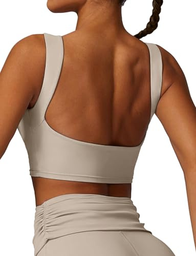 SEAUR Débardeur Dos Nu Femme Sport Crop Tank Tops sans Manches Dame Yoga Hauts de Sport Top Yoga Sport Fitness M