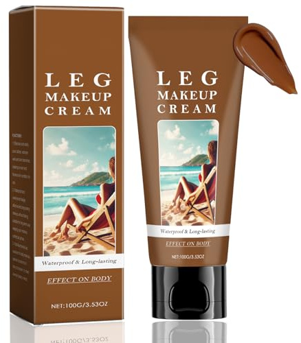Leg Makeup, Self-tanning Lotion, Body Coverage Perfector for Tattoo, Vein, Scar, Tinted Moisturiser Body Concealer Instant Fake Tan Cream, Light Waterproof No Transfer, Natural Tan Glow, Cocoa 100g