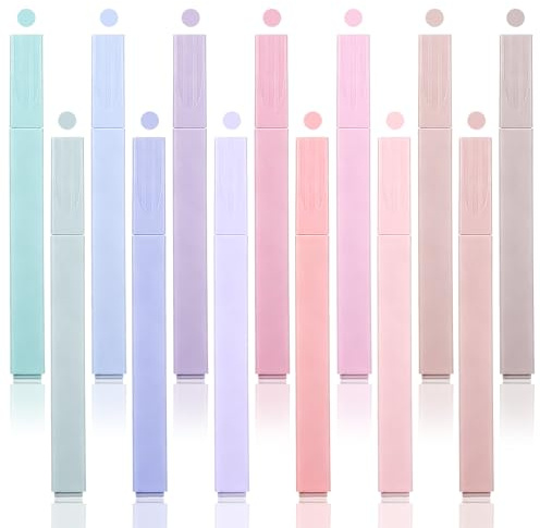 12 stycken estetiska överstrykningspenna pastellbibel-märkpennor överstrykningspenna estetiska markörer set blandade färger utan bleed highlighter pen torr snabb att hålla för dagplanerare