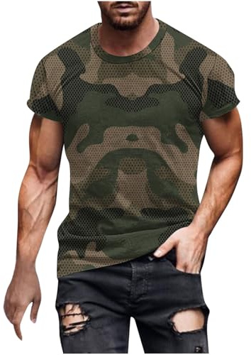 Tee Shirt Homme Camouflage Militaire Grande Taille Shirts Ete Printemps Oversize Leger Tshirt Comfort Décontracté T-Shirt à Manches Courtes Respirant Outdoor Vêtements