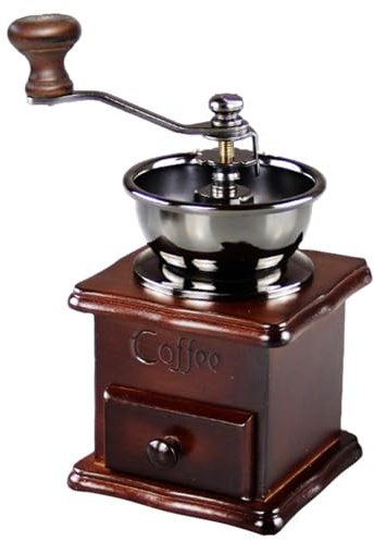Handkaffekvarn – manuell kaffe- och kryddkvarn av trä | roterande vintage-kaffebönnekvarn för tillagning av lägenheter, hus, kaféer, restauranger och kontor
