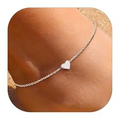 ChicSilver 925 Sterling Silver Heart Anklet for Women Summer Beach Jewelry Charm Foot Ankle Bracelet Adjustable