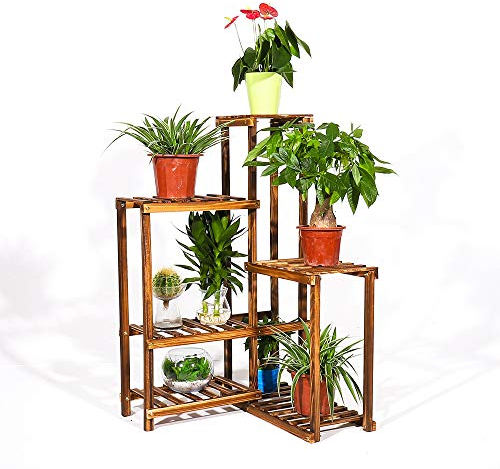 unho Blumenregal Holz 6 Ebenen Blumentreppe Ecke Blumenbank Blumenständer für Innen Balkon Wohzimmer Outdoor Garten 60×60×100cm