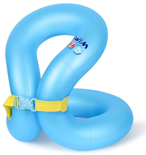 Hyfoo Floaties Swim Vest for Child, Portable Inflatable Pool Float Swimming Ring with Adjustable Safety Buckle, Safety Swim Arm Bands with Double Surround Air Bag, Durable Float Tube for Kid 6-14 yrs