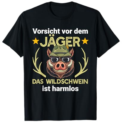 Lustiges Wildschwein Jäger Jagd Wald T-Shirt