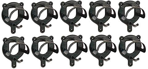 PFIFF 001109 Bridle Holders with Additional Hooks, Powder-Coated Metal, Black, Set of 10