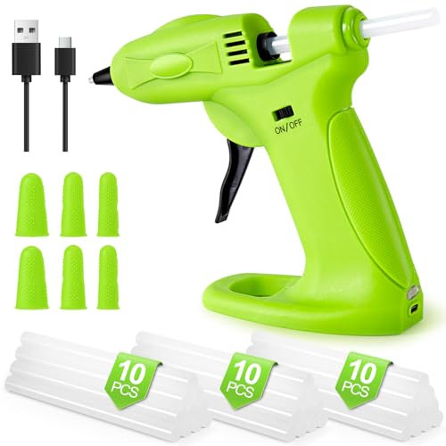Cordless Hot Met Glue Gun - Mini Hot Glue Gun USB Rechargeable with 2600mAh Lithium Battery 30pcs Glue Sticks(7x140mm) for DIY Arts Crafts Gift Home Quick Repairs School Festival Decoration