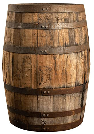 Midwest Barrel Company Authentic Whiskey Barrel (53 Gallons) Used Genuine American White Oak Wood Barrel with Steel Rings for Decoration, Furniture & DIY Projects