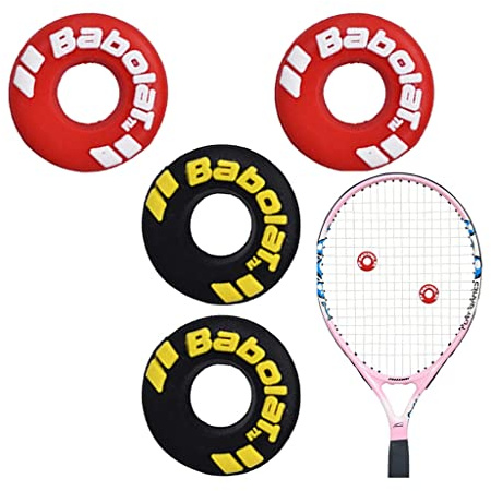 OHAOLYLE 4 Pcs Tennis Vibration Dampeners Rubber Racquet Shock Absorbers Creative Tire Shape Tennis Racket Accessories for Tennis and Racquetball Players