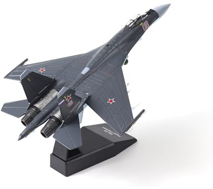 NUOTIE Sukhoi SU-35 Super Flanker 1/100 Moulé sous Pression en Métal Kit Modèle Avion Combattant Militaire en Alliage Pré-Construire Réplique Modèle d'avion avec Présentoir