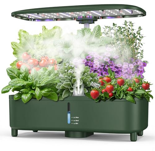 URBZUE Système de Culture Hydroponique, Kit de Jardin d'herbes Intérieur 15 Pots, Smart Garden avec Minuterie, Lampe LED à Spectre Complet, Hauteur Réglable Jusqu'à 20, Réservoir de 5L