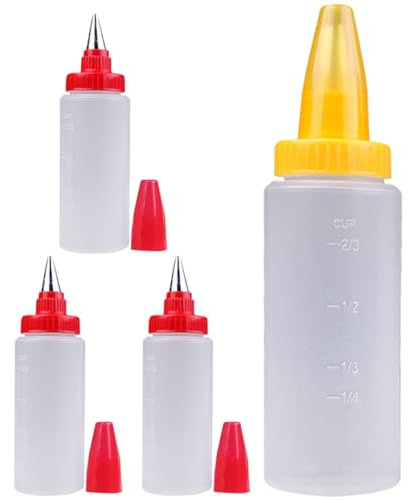 HOLIDYOYO Botella Exprimible Para Decorar Pasteles 4 Piezas Tamaño Pequeño Material Pp Grado Alimenticio Multifunción Para Repostería Doméstica Decoración De Postres y Galletas Diy